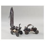 Pair of handcrafted scrap metal vehicle