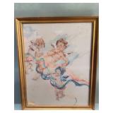 Signed Murray Silsby watercolor on fabric painting