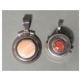Pair of sterling silver 950, carnelian, agate