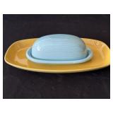 Mid-century Modern ceramic butter dish & plate