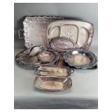 Vintage silverplated serving trays and
