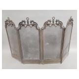 Vintage brass folding firescreen with dragon
