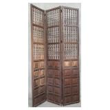 Mid-century modern walnut 3-panel divider screen