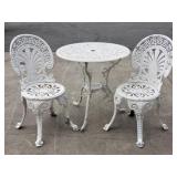 Vintage aluminum table with 2 chairs