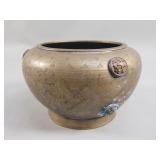 Vintage Chinese brass relief planter