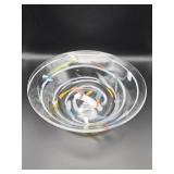 Hand-blown multicolor art glass bowl