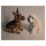 2 ceramic/porcelain dog sculptures