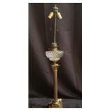 Antique bronze, brass and glass table lamp
