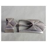 Signed M. Tatom sterling silver belt buckle set