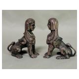 Silver plate sphinx figures