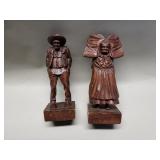 Vintage signed wood carved figures