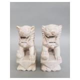 Pair of stone foo dog sculptures