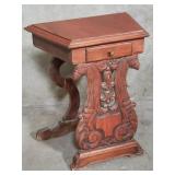 Vintage carved walnut side table