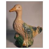 Vintage French majolica style duck vase