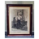 Antique signed etching "A Glass of Wine"