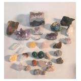 Raw minerals & crystals, amethyst, malachite,