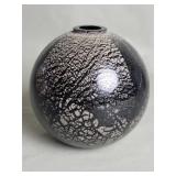 Vintage hand blown black glass vase