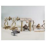 Group of vintage brass sconces and miscellaneous