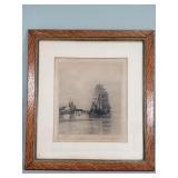 Antique Prosper Louis Senat signed etching
