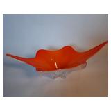 Vintage Murano style orange footed bowl