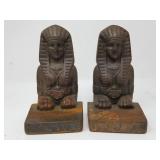 Pair of vintage Egyptian style cast iron book ends