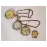 Vintage pocket watches, Elgin, Ingraham,