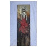 Very large Lady In Red 3D metal wall sculpture