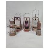 Group of vintage oil lamps
