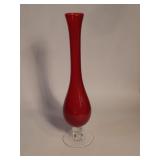 Vintage 1970s glass red orchid vase