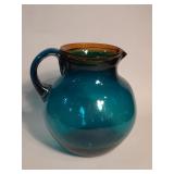 Vintage hand blown multi color glass pitcher