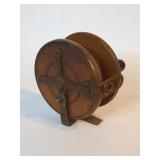 Antique English Nottingham style wood fishing reel