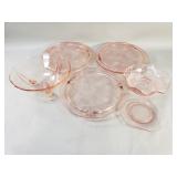 Group of vintage pink depression glass cake s