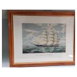 Hand embellished engraving of "The Clipper Ship