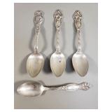 Group of art nouveau sterling silver spoons