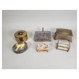 Group of vintage brass, glass, pewter and wood