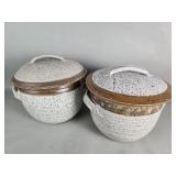 Pair of vintage studio pottery steamer  pot