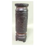 Vintage Chinese carved bamboo footed  brush holder