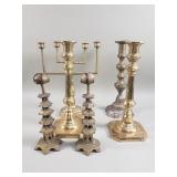Group of vintage brass candlesticks