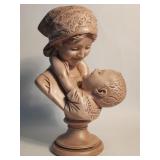 Vintage ceramic mother & child bust sculpture