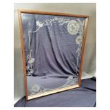 Vintage mirror with etched floral designs