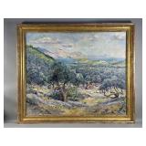 Framed mid-century impressionistic landscape oil