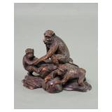 Vintage soapstone monkeys figure