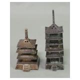 Sterling silver pagoda salt and pepper shakers
