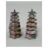 Pair of vintage silver pagoda salt and pepper
