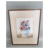 Signed Donald Mi Milne still life watercolor
