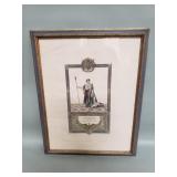Vintage hand colored "L