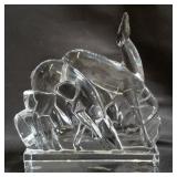 Baccarat deer grazing crystal figurine in