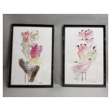 Pair of vintage Leo Meiersdorff signed ink and