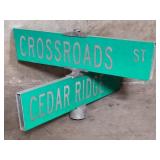 Crossroads St" and "Cedar Ridge" aluminum street