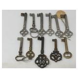 Group of eleven antique skeleton keys